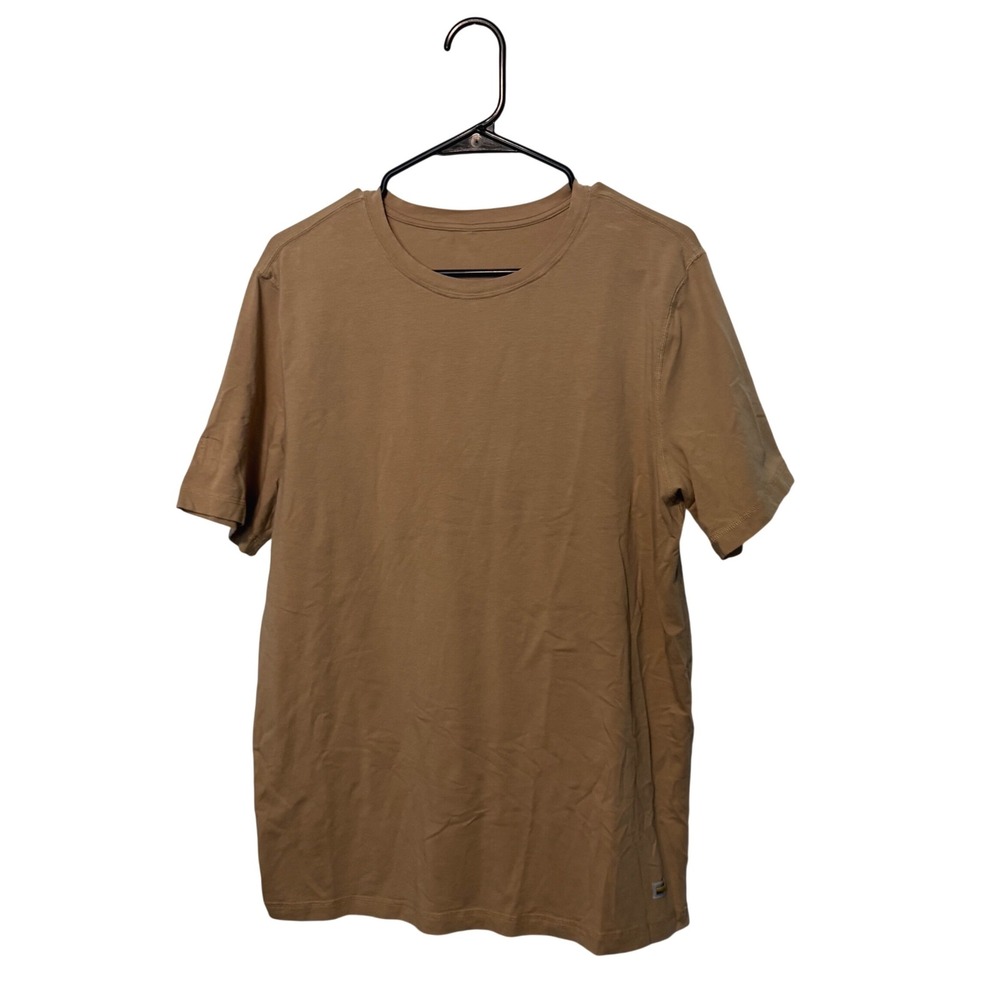 Vuori Tuvalu Tee Mens Large Tan Beige Short Sleeve Crewneck Activewear Shirt